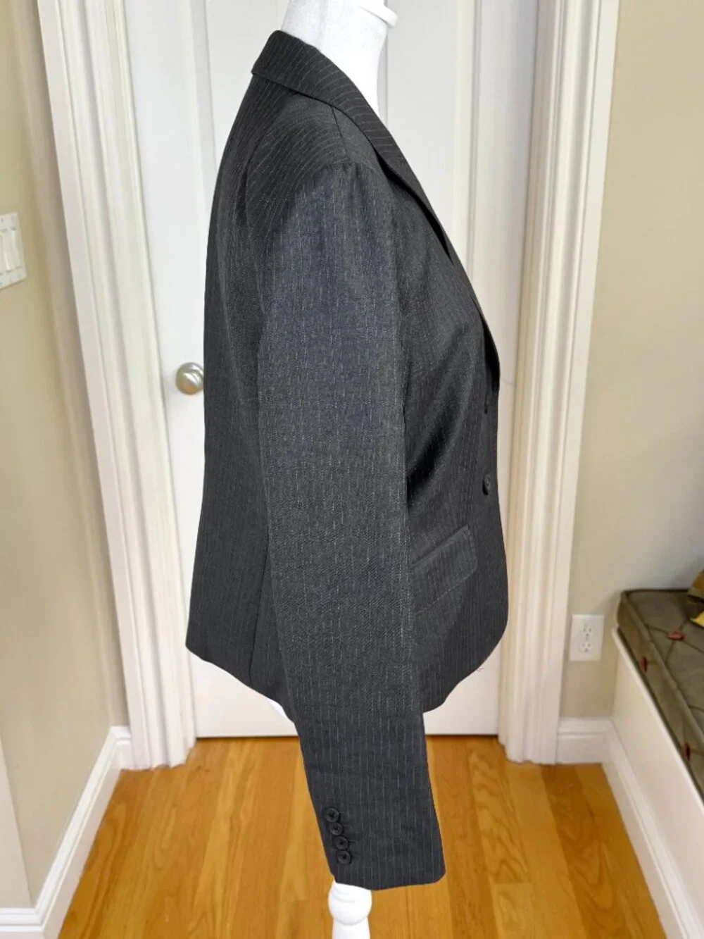 J.Crew Blazer Jacket Gray Pinstripe Wool Single Breasted Tailored Classic (12)
